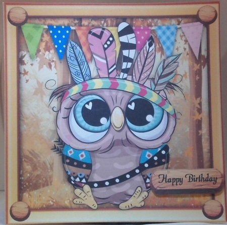 Cute Owl In Indian Fancy Dress 8x8 by Hazel Underwood
