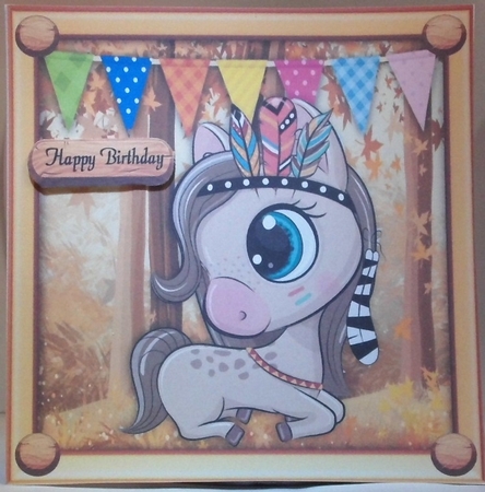 Cute Horse In Indian Fancy Dress 8x8 by Hazel Underwood