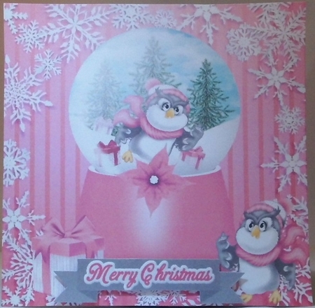 4 Cute owls in snow globes with snowflakes card fronts 7x7 mini kit by Hazel Underwood
