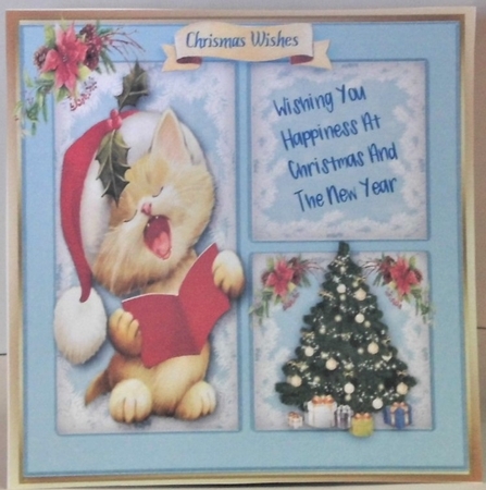 Quad Card , Kittys Christmas Caroling by Hazel Underwood