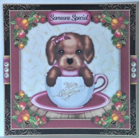 Christmas Teacup Puppy2 Mini Card Kit by Hazel Underwood