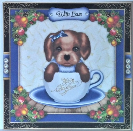 Christmas Teacup Puppy4 Mini Card Kit by Hazel Underwood