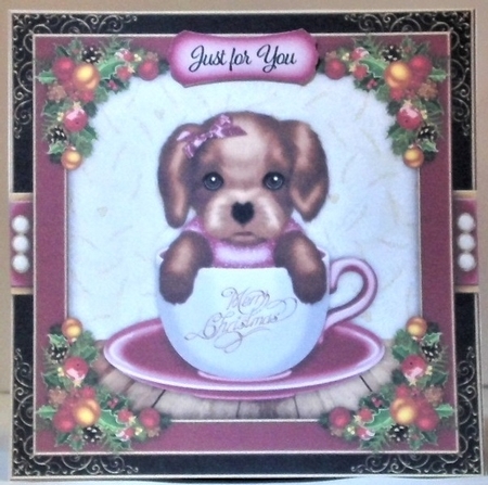 Christmas Teacup Puppy Bumper Card Kit by Hazel Underwood