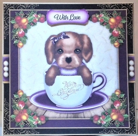 Christmas Teacup Puppy Bumper Card Kit by Hazel Underwood