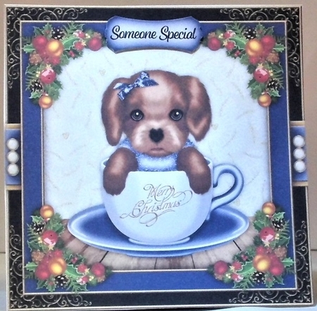 Christmas Teacup Puppy Bumper Card Kit by Hazel Underwood
