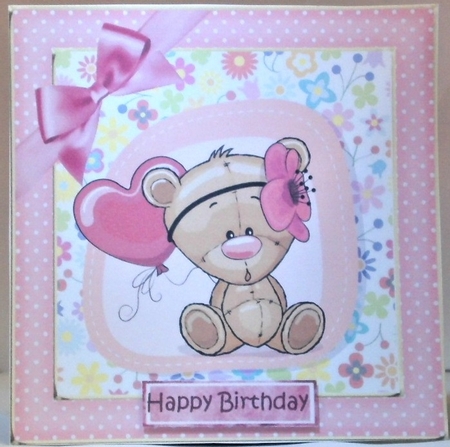  4 Cute animals with balloons  and pink bows in polkadot frames 8x8 mini kit by Hazel Underwood