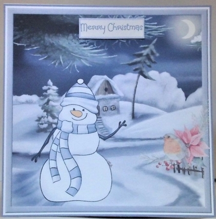 Snowman and robin by Hazel Underwood