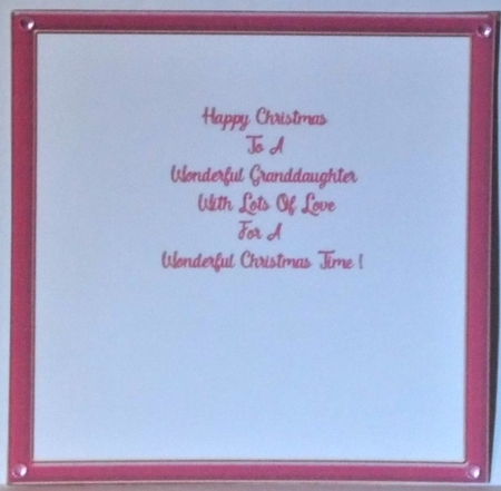 Christmas Granddaughter insert and small topper aprox 7x7inches by Hazel Underwood
