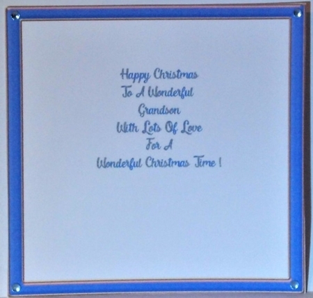 Christmas Grandson insert and small topper aprox 7x7inches by Hazel Underwood