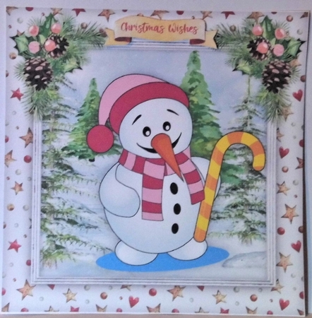 Snowman with His Candy Cane  1 by Hazel Underwood