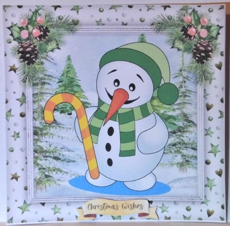 Snowman with His Candy Cane  3 by Hazel Underwood