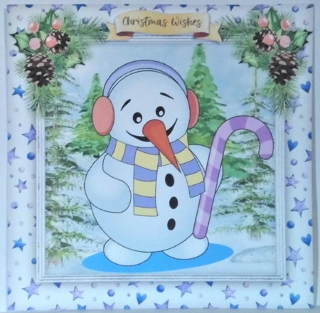 Snowman with His Candy Cane  4 by Hazel Underwood