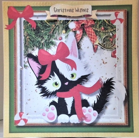 Cute Christmas Kitty in a Scarf by Hazel Underwood