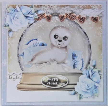 Christmas Snow Goble  Ice Flowers Quick Card 1 by Hazel Underwood