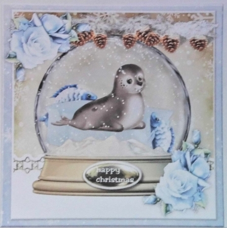 Christmas Snow Goble  Ice Flowers Quick Card 2 by Hazel Underwood