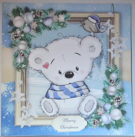 Gorgeous Polar Bear With Blue Scarf 8x8 Mini Kit by Hazel Underwood