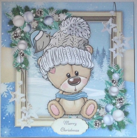 Gorgeous Brown Bear With Bobble Hat 8x8 Mini Kit by Hazel Underwood