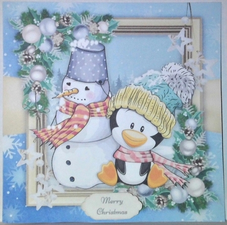 Gorgeous Penguin With Snowman 8x8 Mini Kit by Hazel Underwood
