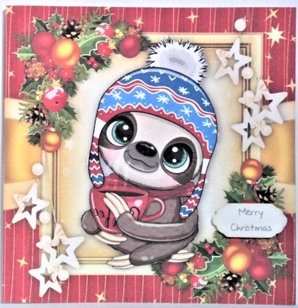 Gorgeous Sloth In Winter Hat 8x8 Mini Kit by Hazel Underwood