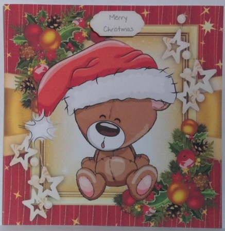 Gorgeous Brown Bear In Santa Hat 8x8 Mini Kit by Hazel Underwood
