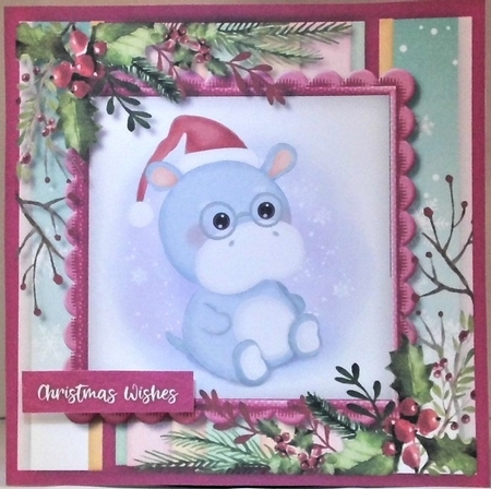 Cute Hippo in a Santa Hast by Hazel Underwood