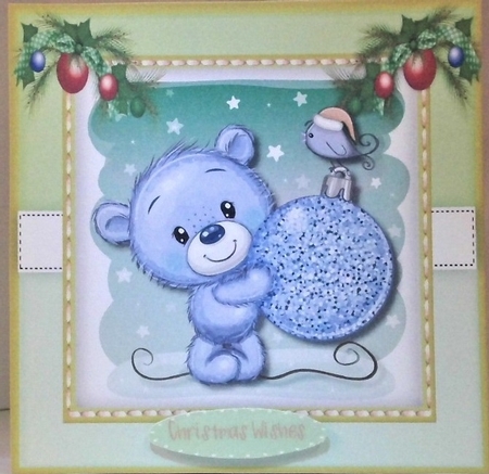 Lttle Teds Blue Christmas Ball Ball  by Hazel Underwood