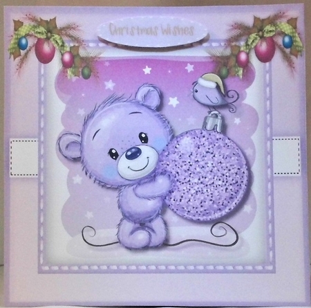 Lttle Teds Lilac Christmas Ball  by Hazel Underwood
