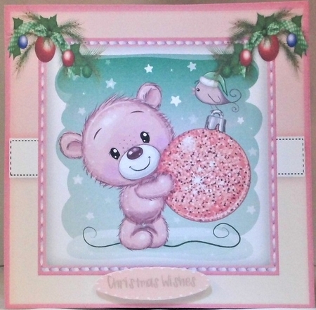 Lttle Teds Pink Christmas Ball  by Hazel Underwood