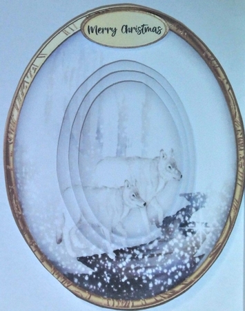 Beautiful Wolfs  in a Pyramid oval Mat  by Hazel Underwood