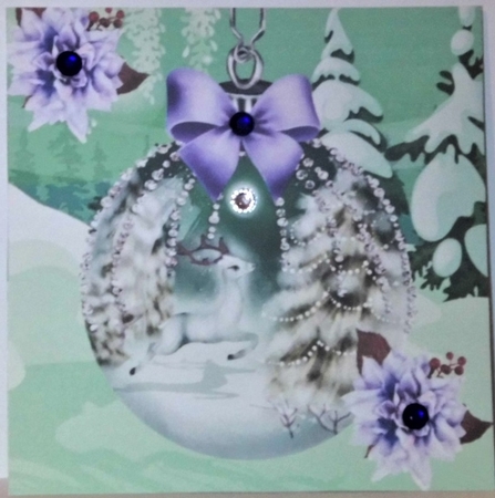  4 Pretty festive baubles with deers, diamonds, and bows 7x7 mini kit by Hazel Underwood