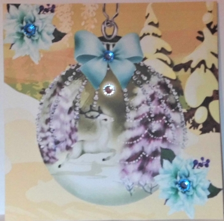  4 Pretty festive baubles with deers, diamonds, and bows 7x7 mini kit by Hazel Underwood