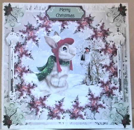 Poinsettias in A Ring-Christmas Bunny & Robin by Hazel Underwood