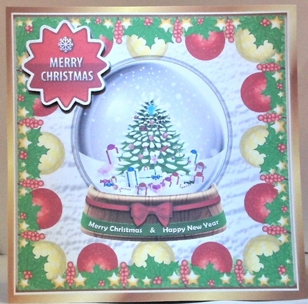 Christmas tree snow globe in bauble frame 8x8 by Hazel Underwood
