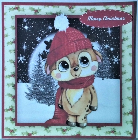 Gorgeous Reindeer  in Woolly Hat  by Hazel Underwood