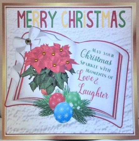 open book with verse poinsettias,  & bow 8x8 by Hazel Underwood