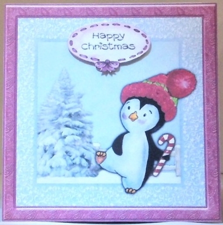300dpi 6x6ins Christmas Topper and decoupage, penguin Featured Gallery Photo