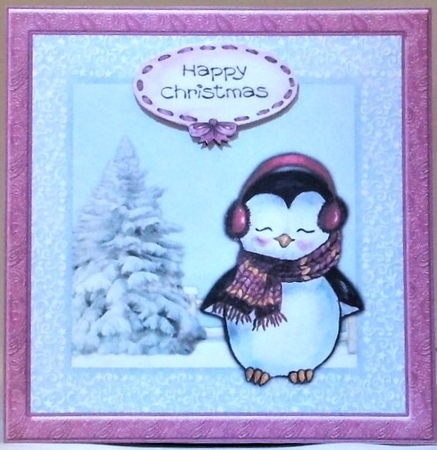 300dpi 6x6ins Christmas Topper and decoupage, penguin Featured Gallery Photo