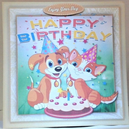 Hapy birthday Dogs and Cake  by Hazel Underwood