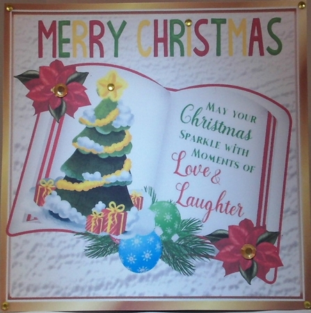 open book with verse and christmas tree with presents  8x8 by Hazel Underwood