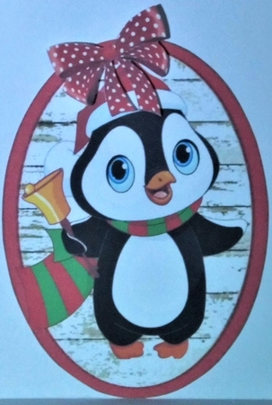 Two lovely toppers with penguins in santa hats and spot bows by Hazel Underwood