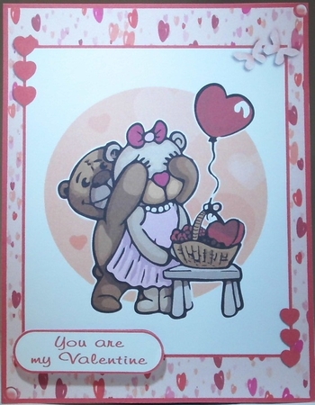 Valentines day greeting card with cute bears by Hazel Underwood