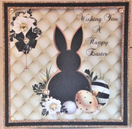 Gold & Black Easter Bunny Card by Hazel Underwood