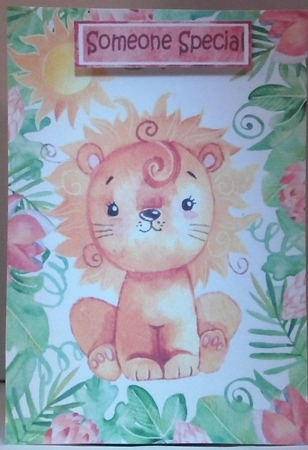 cute little water colour lion in flower jungle A5 Frame by Hazel Underwood