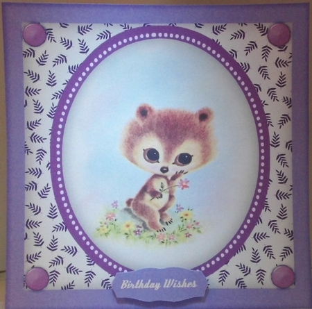Adorable Bear in a oval mat by Hazel Underwood