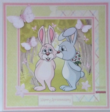 Love rabbit with flowers by Hazel Underwood