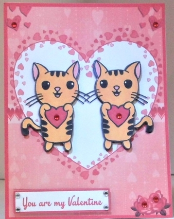 You are my purrrfect match Valentines day greeting card by Hazel Underwood
