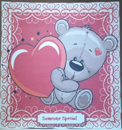 Gorgeous Grey Bear In Red Frame 8x8 by Hazel Underwood