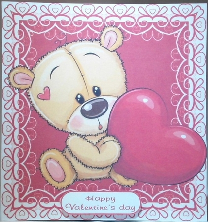 Gorgeous Brown Bear In Red Frame 8x8 by Hazel Underwood