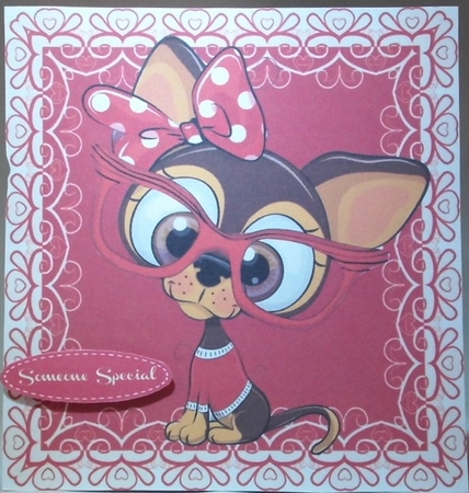 Gorgeous Chihuhua Wearing Glasses In Red Frame 8x8 by Hazel Underwood