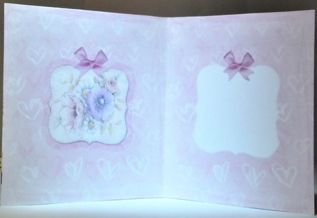 6 x 6 Chalk Effect Card Insert Hearts/Flowers Pink/White by Hazel Underwood